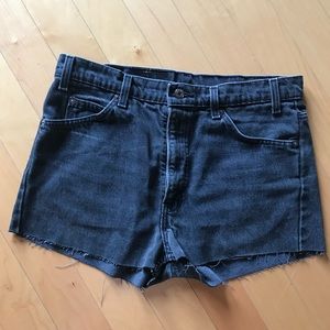 Vintage Levi’s 505 cut off shorts. In black